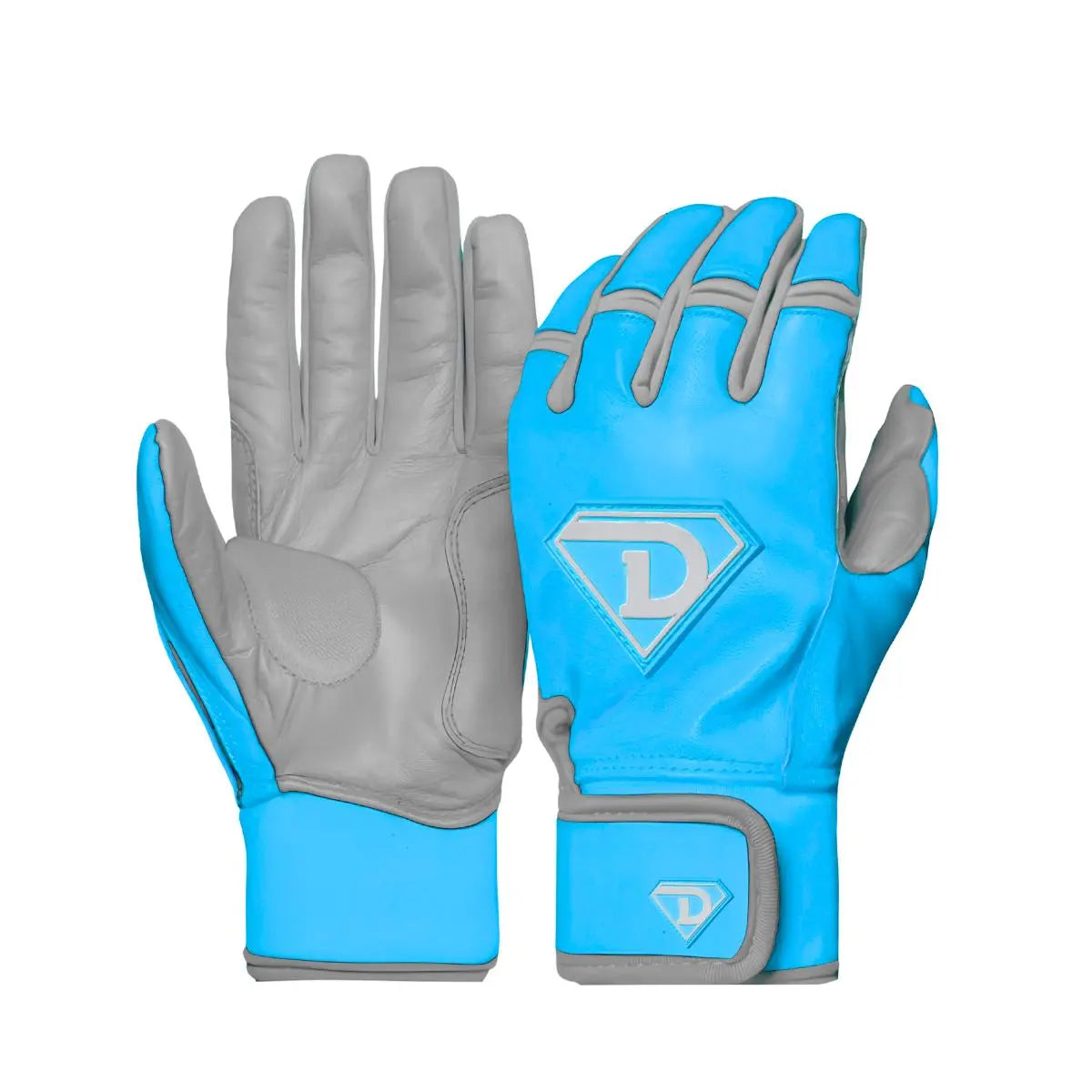 Dinger Grip Pro Series Premium Batting Gloves Sky Blue/ Grey D1 Athletics