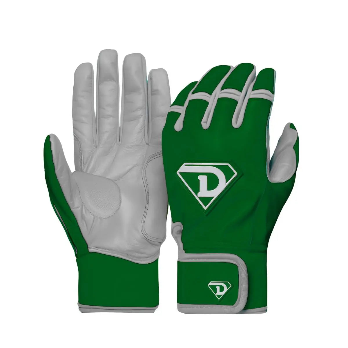 Dinger Grip Pro Series Premium Batting Gloves Green/ Grey D1 Athletics