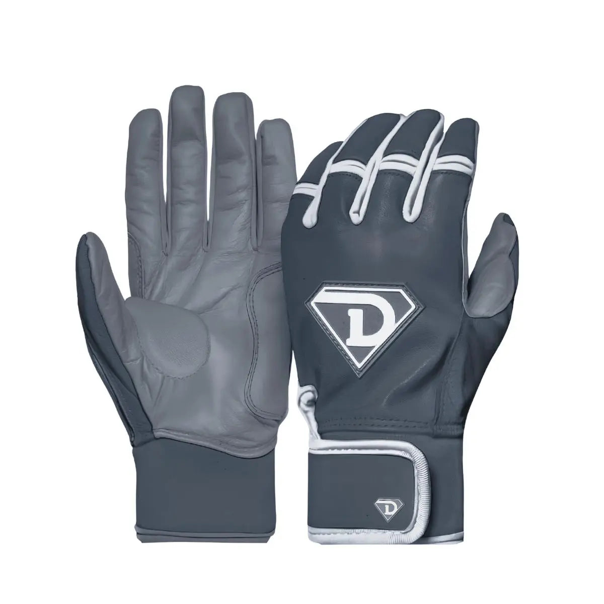 Dinger Grip Pro Series Premium Batting Gloves "Great Whites" | Grey/ White D1 Athletics