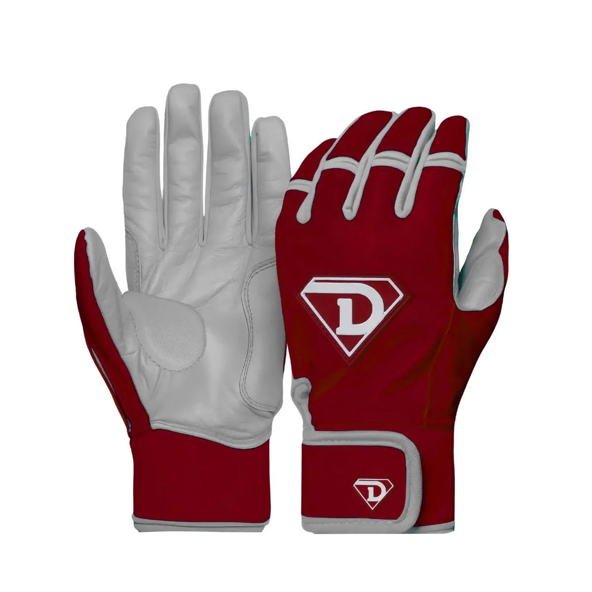 Dinger Grip Pro Series Premium Batting Gloves Maroon/ Grey D1 Athletics