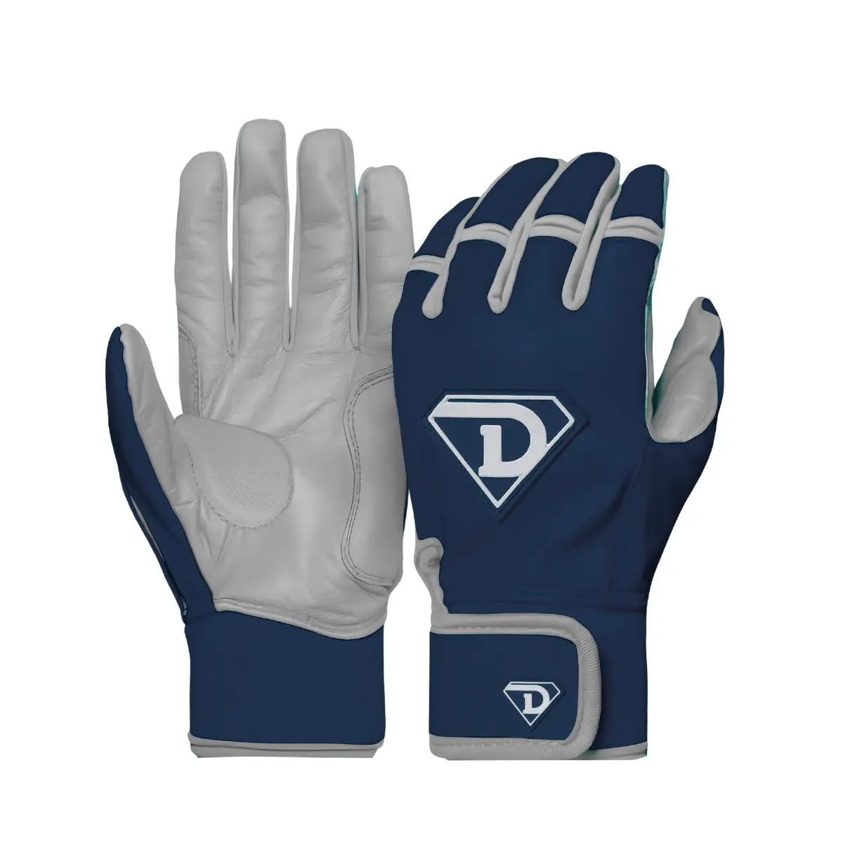 Dinger Grip Pro Series Premium Batting Gloves Navy Blue/ Grey D1 Athletics