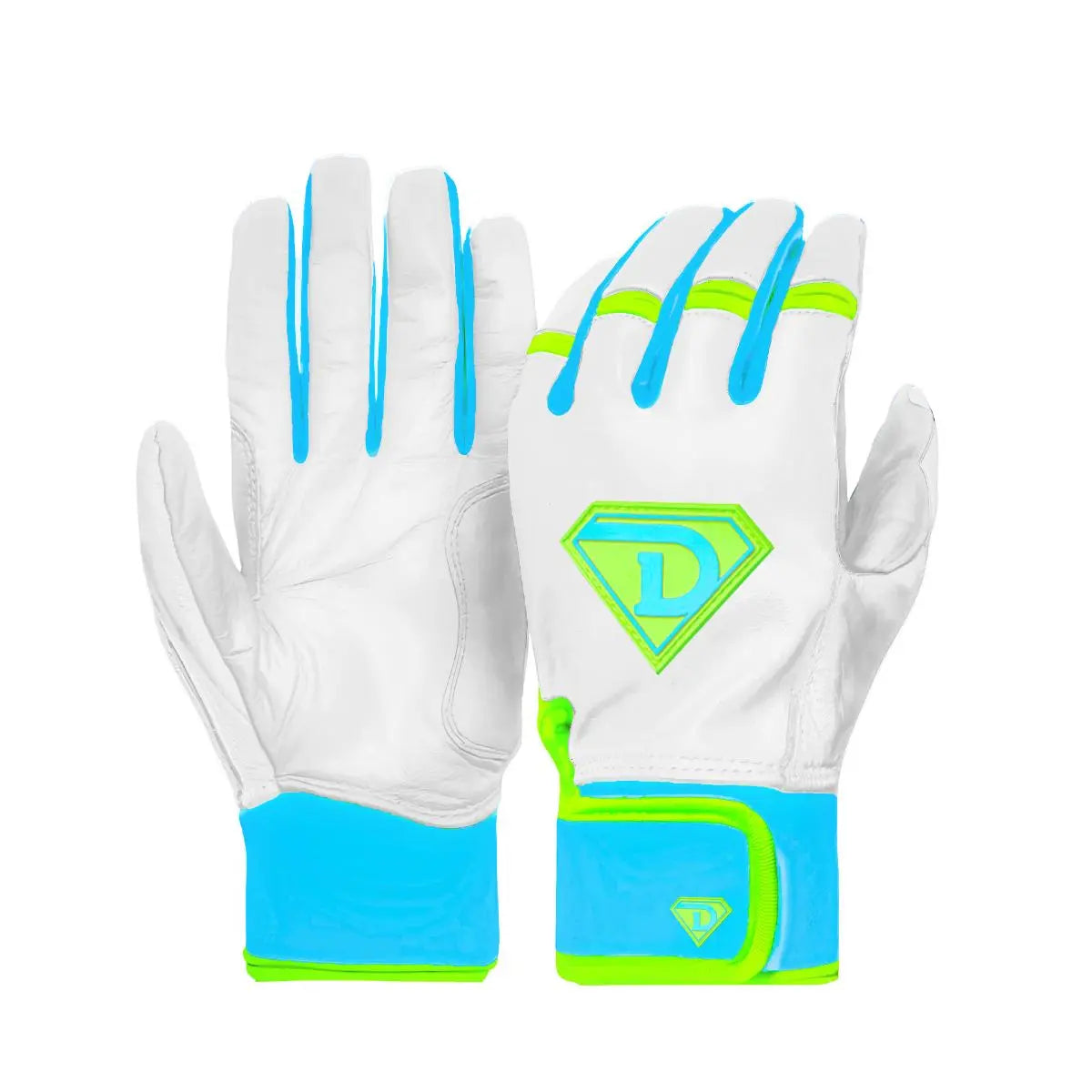 NEW D1 ELITE Premium Batting Gloves "ORBITZ" | Neon Green, Blue, White D1 Athletics