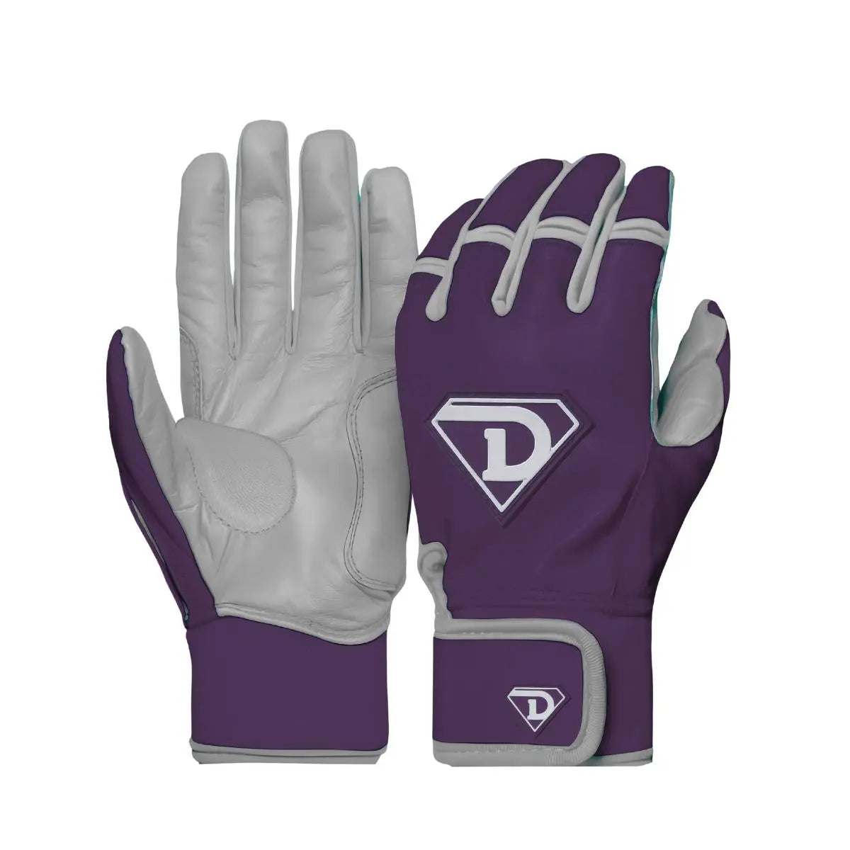 Dinger Grip Pro Series Premium Batting Gloves Purple/ Grey D1 Athletics