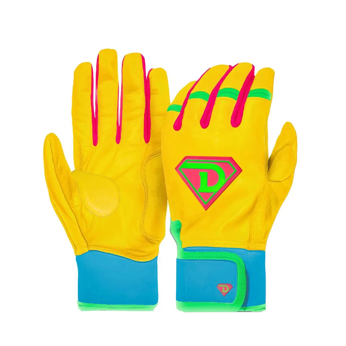 Dinger Grip Pro Series Premium Batting Gloves "Chango Bananas" | Yellow/ Pink/ Green/ Blue D1 Athletics