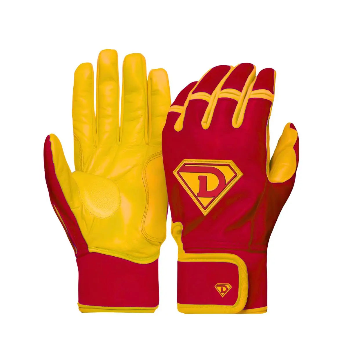 Dinger Grip Pro Series Premium Batting Gloves "Flamez" | Red/ Yellow D1 Athletics