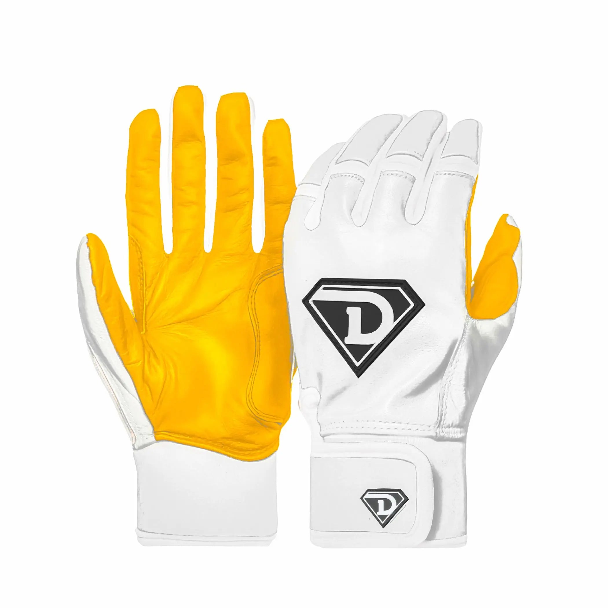 D1 Elite Series Premium Batting Gloves White/ Gold D1 Athletics